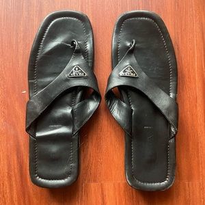 Leather Prada flip flops